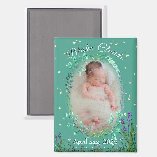 Niedlich & Adorable Kids - botanisches Türkis Magnet (Vorderseite/Rückseite)