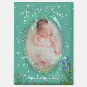 Niedlich & Adorable Kids - botanisches Türkis Magnet