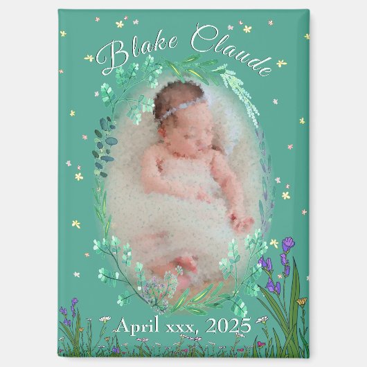 Niedlich & Adorable Kids - botanisches Türkis Magnet (Vorderseite)