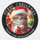 Niedlich & Adorable Kitten Personalisierte Weihnac Runder Aufkleber (Vorderseite)
