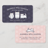 Niedlich Adorable Kitts Cat Pet Care Services Lila Visitenkarte (Vorne/Hinten)