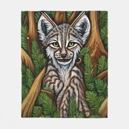 Niedlich Adorable Little Lynx Kitten Fleecedecke (Vorderseite)