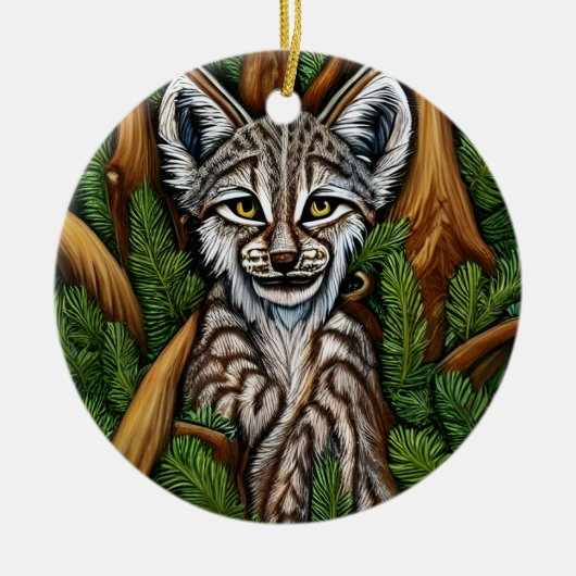 Niedlich Adorable Little Lynx Kitten Keramik Ornament (Vorne)