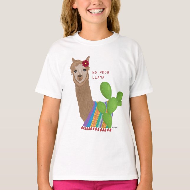 Niedlich Adorable Llama No Prob-Llama Floral Peru T-Shirt (Vorderseite)