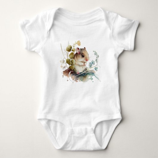 Niedlich Adorable Maus mit Blume Baby Strampler (Vorderseite)