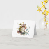Niedlich Adorable Maus mit Blume BLANK Karte (Gelbe Blume)
