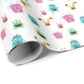 Niedlich Adorable Monsters farbenfrohe Kinder Jung Geschenkpapier (Rolleneckpunkt)