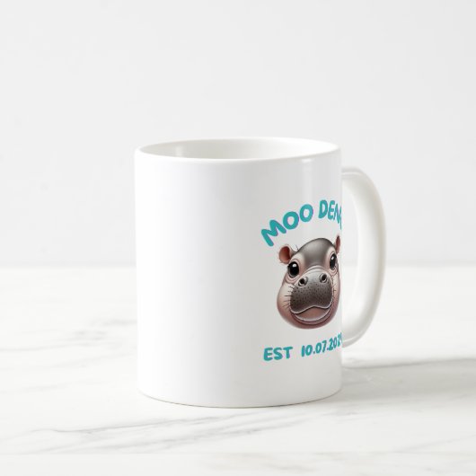 Niedlich Adorable Moo Deng Baby Pygmy Hippo Kaffeetasse (VorderseiteRechts)