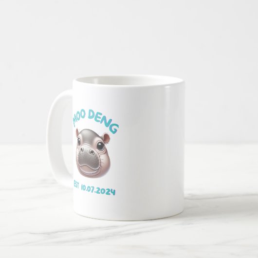 Niedlich Adorable Moo Deng Baby Pygmy Hippo Kaffeetasse (Vorderseite Links)