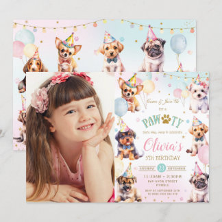 Niedlich Adorable Pawty Hunde Balloons Geburtstags Einladung