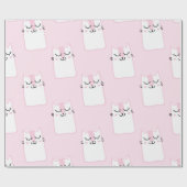 Niedlich Adorable Pink Weiße Katzen Kätzchen Muste Geschenkpapier (Flach)