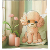 Niedlich Adorable Poodle Doppy Puppy Artwork | Duschvorhang (Vorderseite)