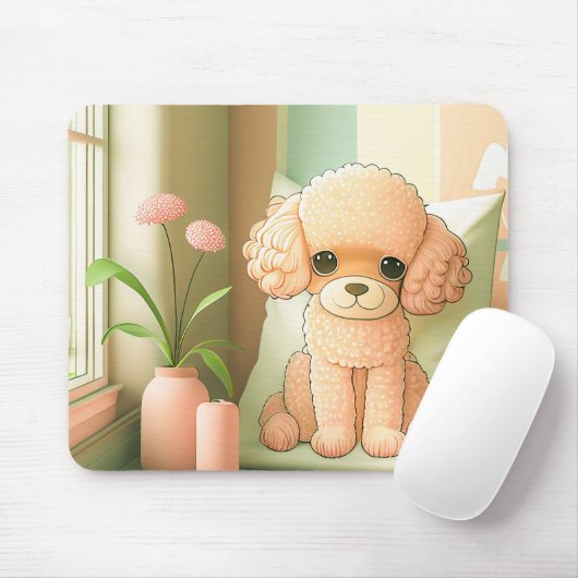 Niedlich Adorable Poodle Doppy Puppy Artwork | Mousepad (Mit Mouse)
