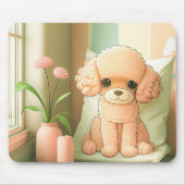 Niedlich Adorable Poodle Doppy Puppy Artwork | Mousepad (Vorne)