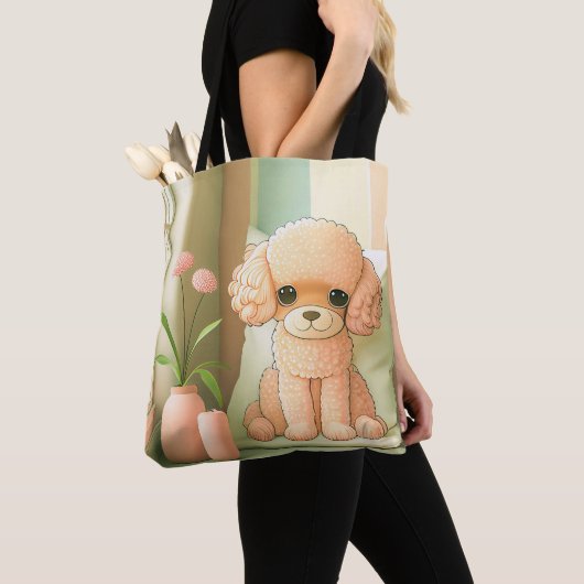 Niedlich Adorable Poodle Doppy Puppy Artwork | Tasche (Von Nahem)
