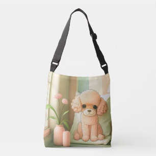 Niedlich Adorable Poodle Doppy Puppy Artwork Tragetaschen Mit Langen Trägern