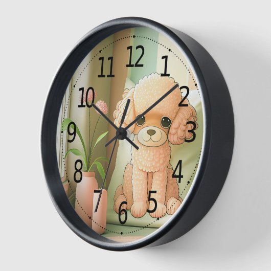 Niedlich Adorable Poodle Doppy Puppy Artwork | Uhr (Winkel)