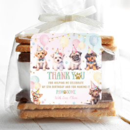 Niedlich Adorable Puppy Hunde Balloons Geburtstags Quadratischer Aufkleber