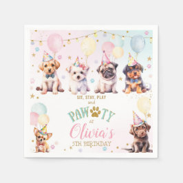Niedlich Adorable Puppy Hunde Balloons Geburtstags Serviette
