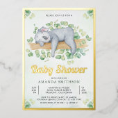 Niedlich Adorable Schlafen Koala Bärendusche Gold Folieneinladung (Vorderseite)