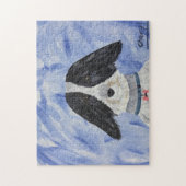 Niedlich Adorable Schwarz-weiß Dog Jigsaw Puzzles (Vertikal)