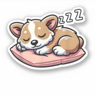 Niedlich Adorable Sleeping Animal Lovers Welsh Cor Aufkleber