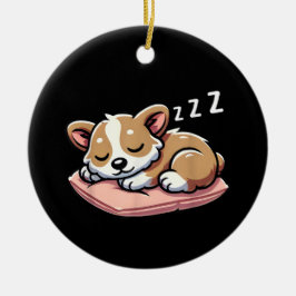 Niedlich Adorable Sleeping Animal Lovers Welsh Cor Keramik Ornament