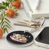 Niedlich Adorable Sleeping Animal Lovers Welsh Cor Schlüsselanhänger (Vorderseite rechts)