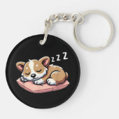 Niedlich Adorable Sleeping Animal Lovers Welsh Cor Schlüsselanhänger (Rückseite)