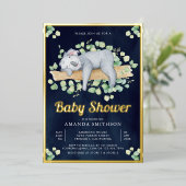 Niedlich Adorable Sleeping Koala Navy Baby Dusche Folieneinladung (Stehend vorne)