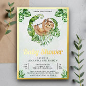 Niedlich Adorable Sloth Baby Dusche Gold Folieneinladung