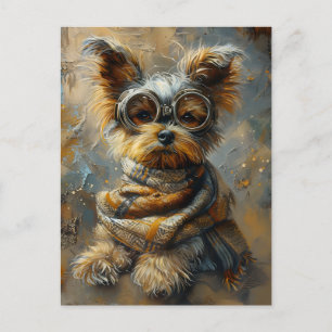 Niedlich Adorable Steampunk Yorkshire Terrier Dog  Postkarte
