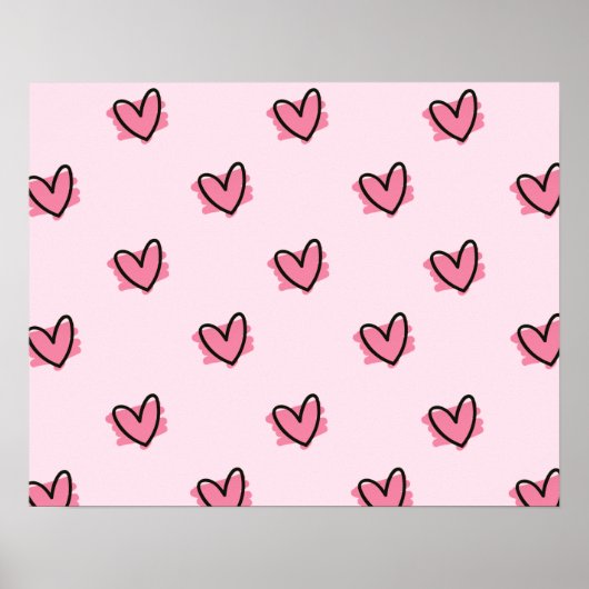 Niedlich Adorable Valentine's Day Red Hearts Muste Poster (Vorne)