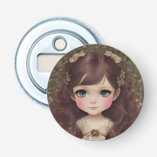 Niedlich Adorable Vintage Art Chibi Kawaii Girl de Flaschenöffner