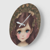 Niedlich Adorable Vintage Art Chibi Kawaii Girl de Große Wanduhr (Winkel)