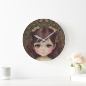 Niedlich Adorable Vintage Art Chibi Kawaii Girl de Große Wanduhr (Zuhause)