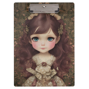 Niedlich Adorable Vintage Art Chibi Kawaii Girl de Klemmbrett