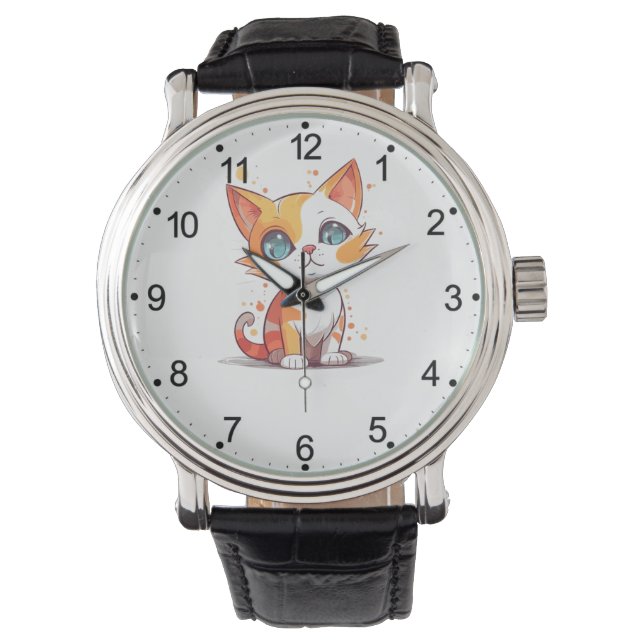 Niedlich Adorable White Cat Armbanduhr (Vorderseite)