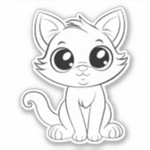 Niedlich Adorable White Cat Aufkleber (Vorderseite)