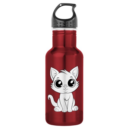 Niedlich Adorable White Cat Edelstahlflasche (Vorderseite)