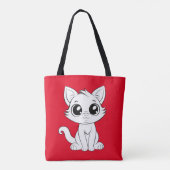 Niedlich Adorable White Cat Tasche (Rückseite)