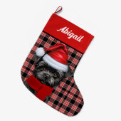 Niedlich Affenpinscher Hund Urlaub Kariert Persona Großer Weihnachtsstrumpf (Vorderansicht (hängend))