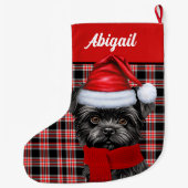 Niedlich Affenpinscher Hund Urlaub Kariert Persona Großer Weihnachtsstrumpf (Rückseite)