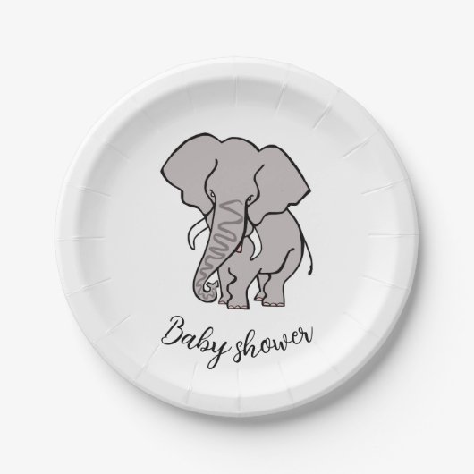 Niedlich African ELEPHANT - Baby-Dusche - Party Pappteller (Vorderseite)