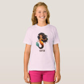 Niedlich African Mermaid Girl - Individuelle Name T-Shirt (Vorne ganz)