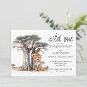 Niedlich African Savannah Wild 1. Geburtstag Einladung (Stehend Vorderseite)