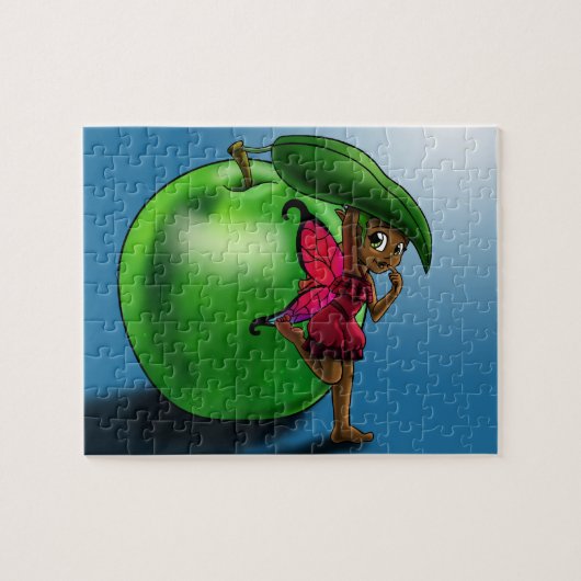 Niedlich-afrikanische Fairy and Apple Puzzle (Horizontal)