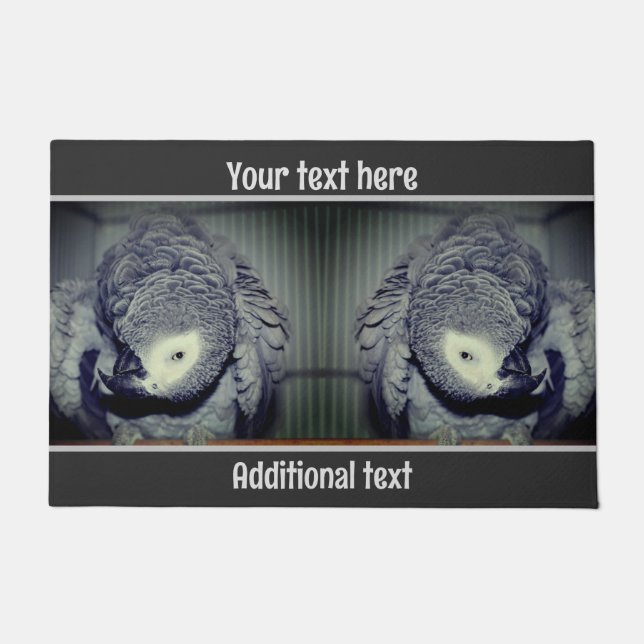 Niedlich-Afrikanischer Grau-Papagei Personalisiert Fußmatte (Vorderseite)