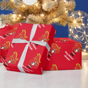 Niedlich-Afrikanischer Weihnachtsmann Xmas Sleigh Geschenkpapier