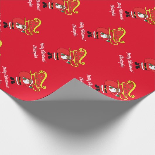 Niedlich-Afrikanischer Weihnachtsmann Xmas Sleigh Geschenkpapier (Ecke)